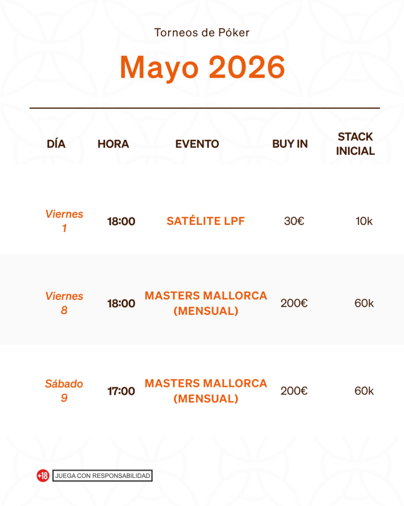 calendario torneos poker mayo